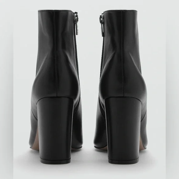 Mango Pointed Heel Black Ankle Booties - Picture 3 of 5